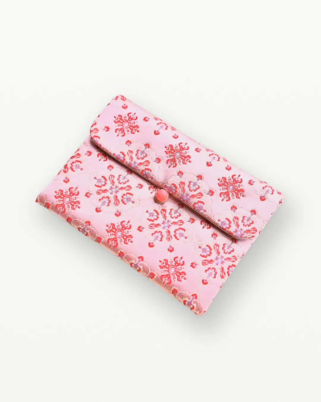 Pink brocade flap pouch